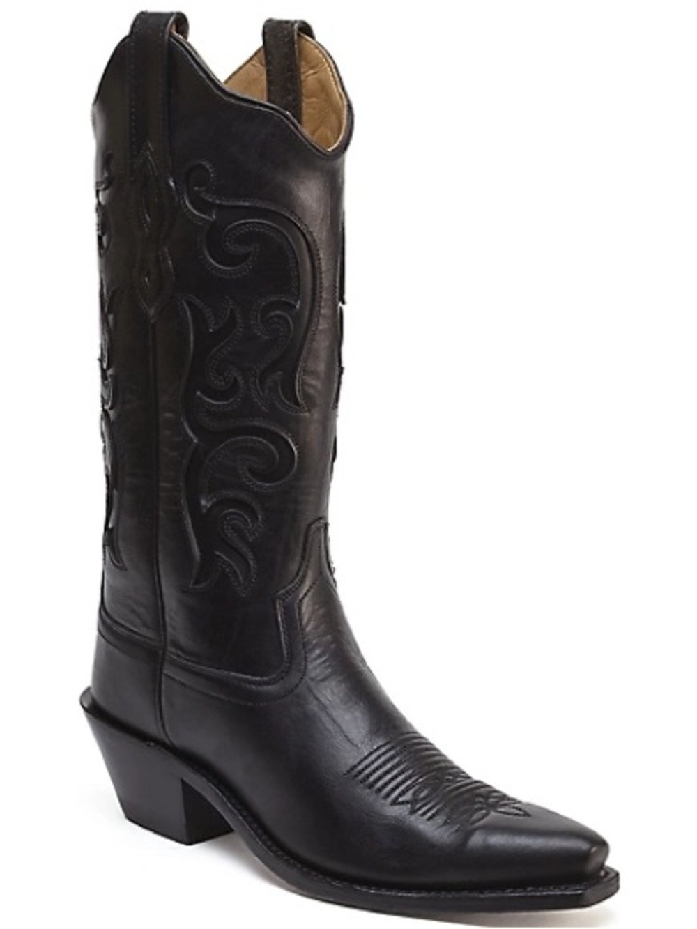 Black Leather Cowboy Boots - 8 - Old West